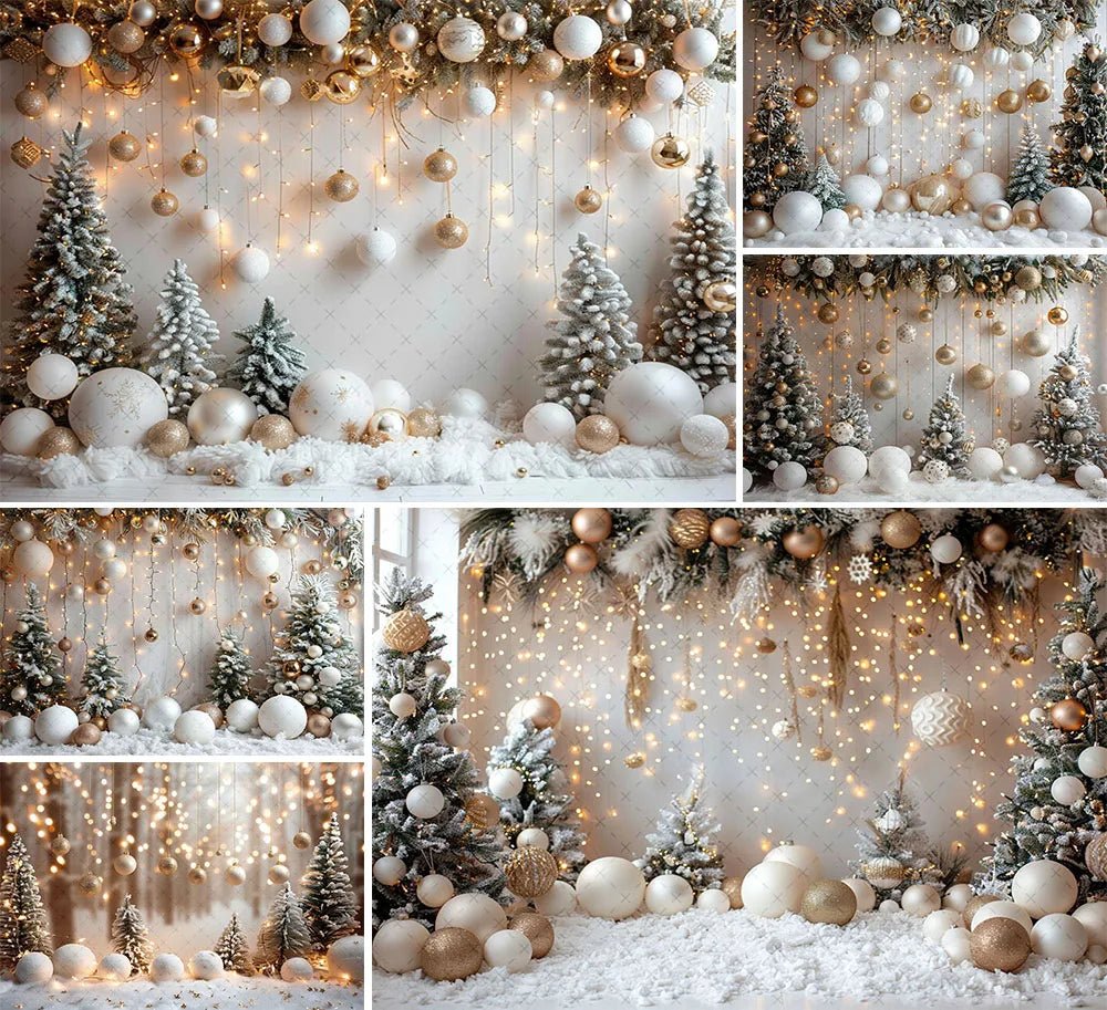 Mehofond Photography Background White Christmas Balloon Pine Tree Xmas Party Kids Family Portrait Decor Backdrop Photo Studio - Kaiju Mafia