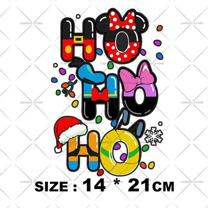 Minnie Mouse Christmas Heat Transfer Vinyl Stickers for Kids Clothes Disney Mickey Decor Print Luxury Iron on Patches on Bag DIY - Kaiju Mafia