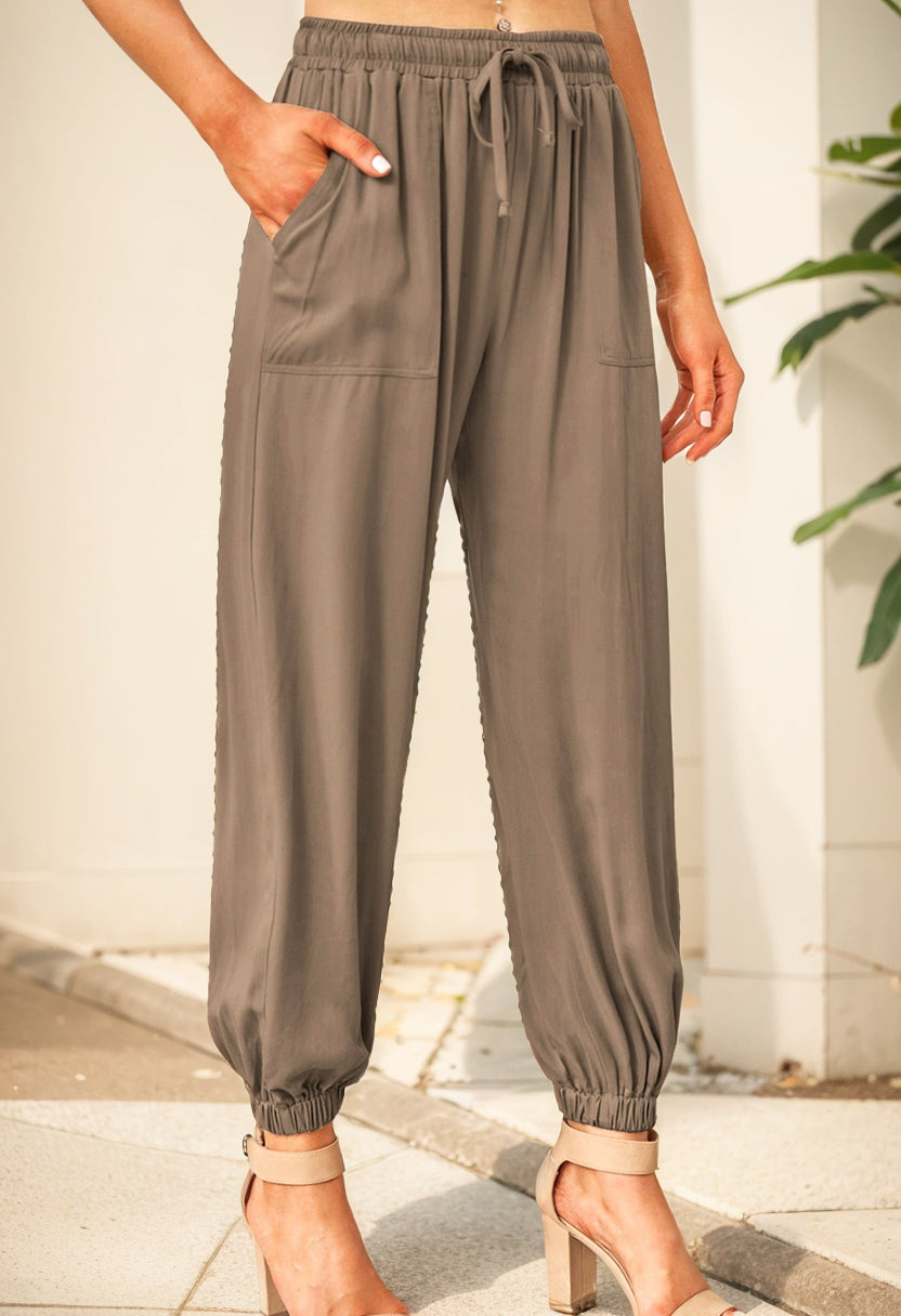 European Loose Lace-up Ankle-Length Pants