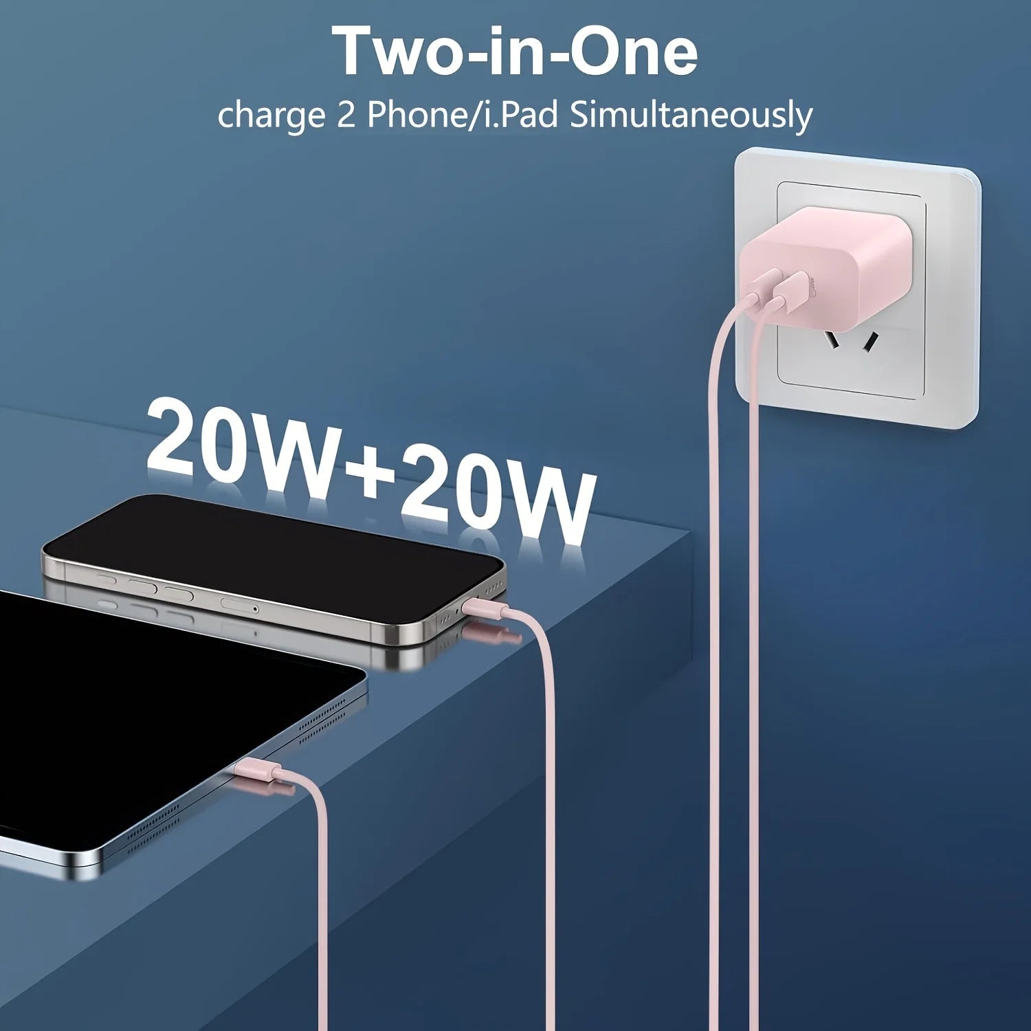 40W Dual Port USB C Fast Charger With 6.6ft Long USB C Charging Cable For iPhone 15 Pro Max/15 Pro/15/15 Plus And Other Devices