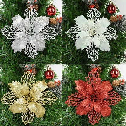 Glitter Poinsettia Christmas Flowers