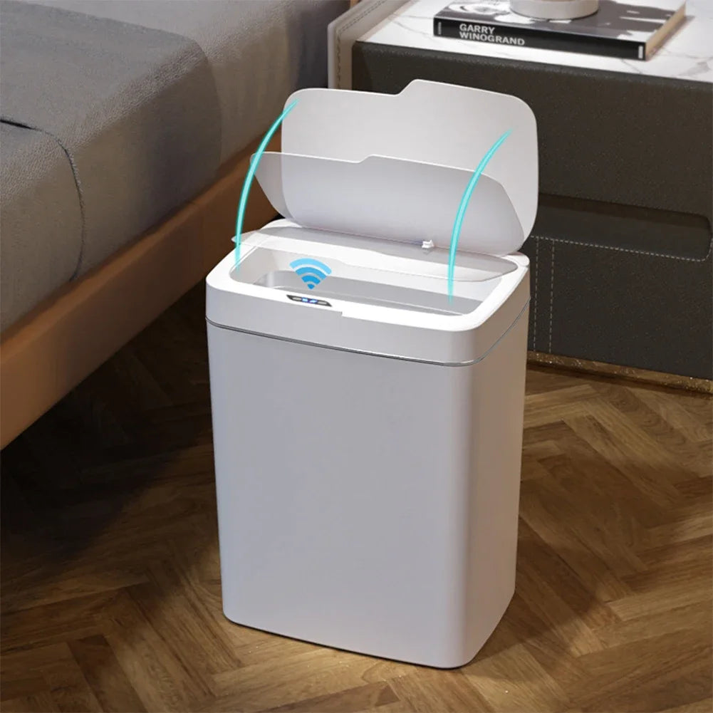 15/18L Smart Sensor Trash Can Waterproof Intelligent Touchless Trash Can Quiet Auto Motion Sensor Rubbish for Kitchen Bathroom