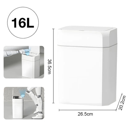 12L+16L Smart Sensor Trash Can Bathroom Anti odor Automatic Trash Bin For Toilet White Electric Wastebasket - Kaiju Mafia