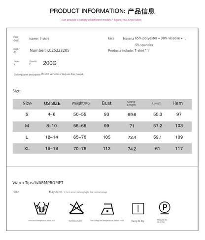 Fashion Sequin Stitching Black Long Sleeves T-shirt Women 2024 Fall and Winter New Versatile Long Sleeves Long Sleeves Pullover Tops Women - Kaiju Mafia