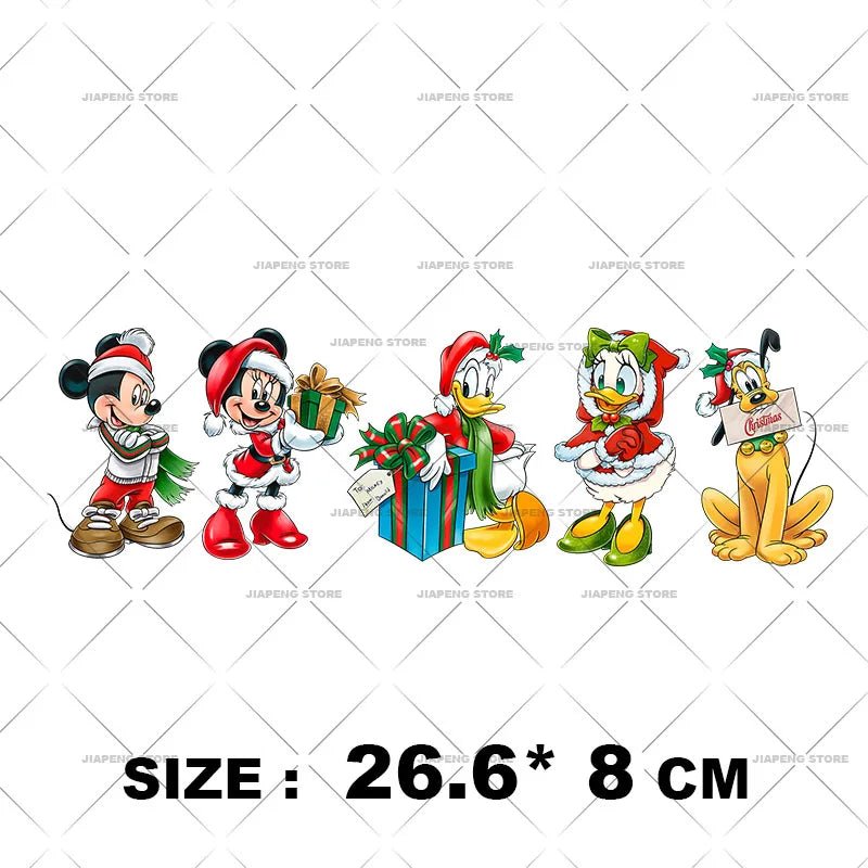 Minnie Mouse Christmas Heat Transfer Vinyl Stickers for Kids Clothes Disney Mickey Decor Print Luxury Iron on Patches on Bag DIY - Kaiju Mafia
