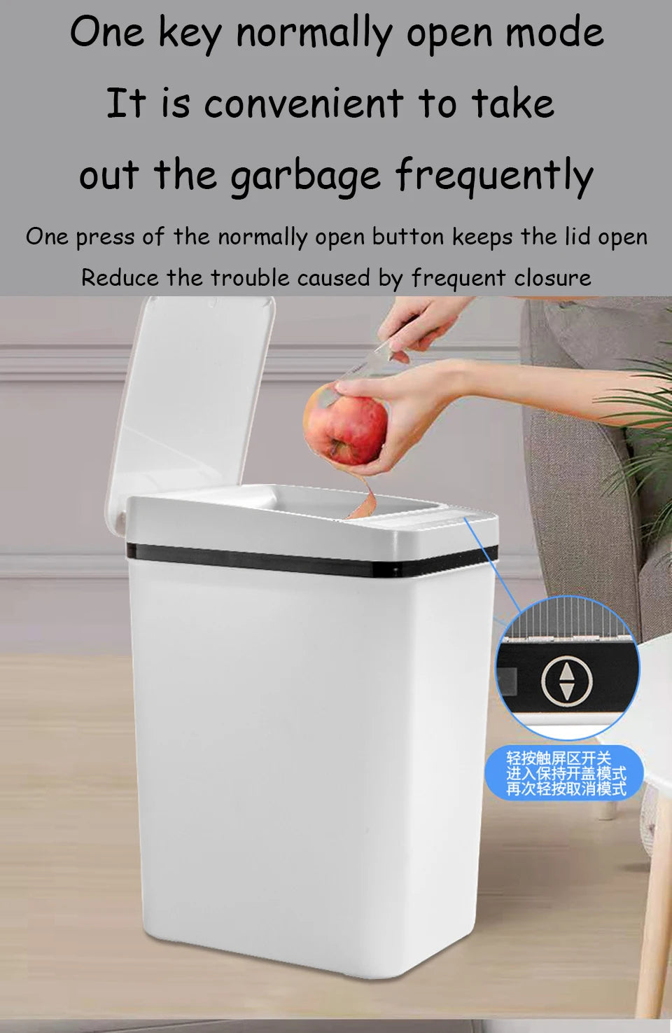 Bathroom Touchless Trash,12L Motion Sensor-Activated Trash Can with Lid,Automatic Kitchen Trash for Office,Living Room,Bedroom