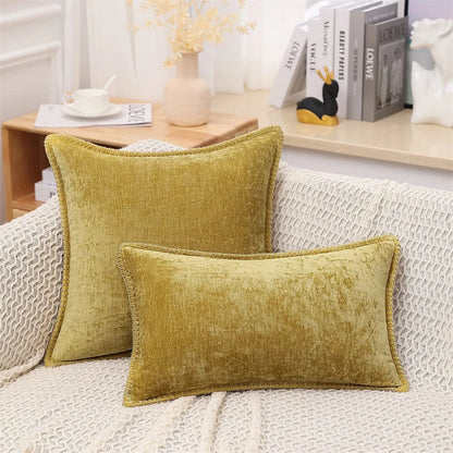 Olanly Chenille Cushion Cover 45x45 Pillow Cover 40x40cm Sofa Decorative Throw Pillow Case Soft Luxury For Living Room Decor﻿