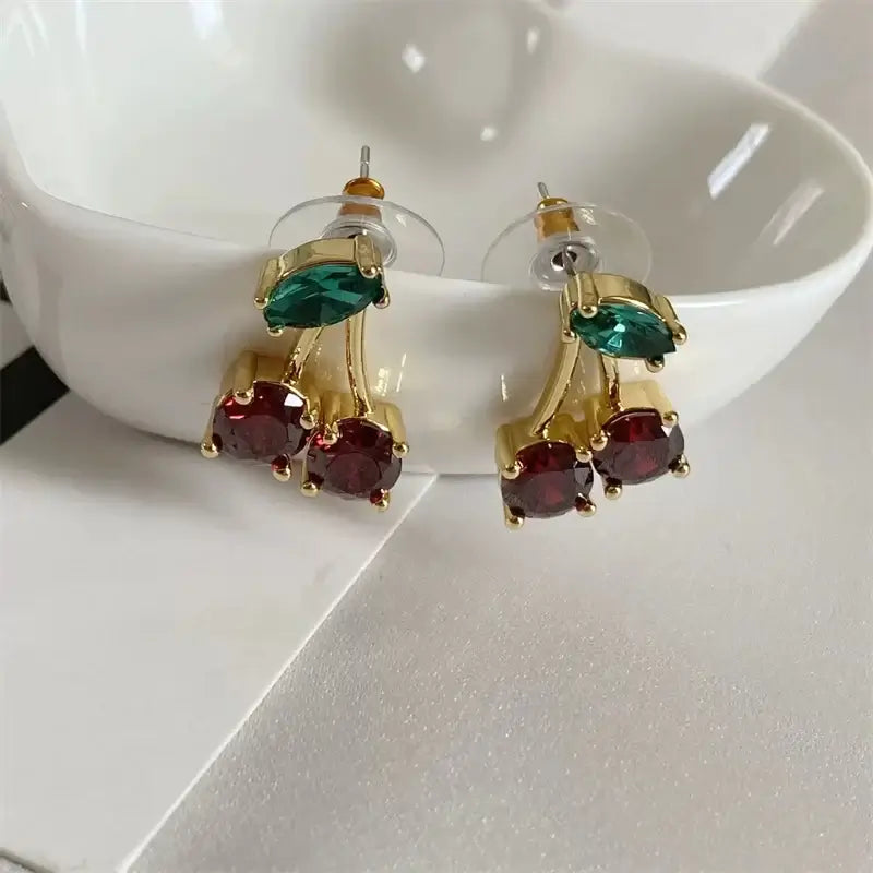 Red Cherry Crystal Earrings