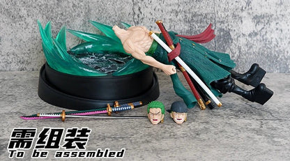 23cm One Piece Roronoa Zoro Figure Zoro Model Pvc Action Figures 2 Heads GK Model Collectible Green Decoration Children Gifts - Kaiju Mafia