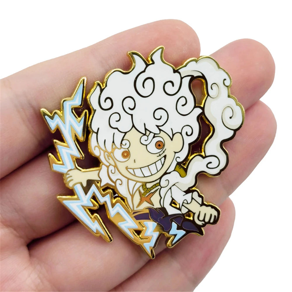 Anime ONE PIECE Nika Monkey D. Luffy Cosplay Props Metal Badge Pin Alloy Brooch Accessories