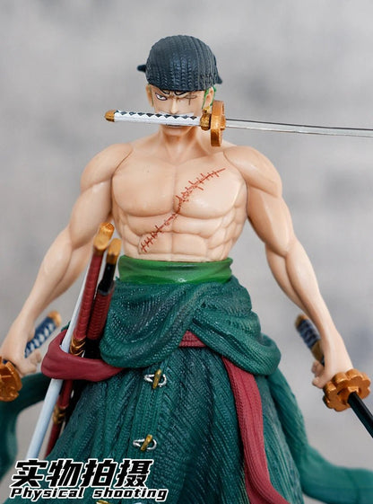 23cm One Piece Roronoa Zoro Figure Zoro Model Pvc Action Figures 2 Heads GK Model Collectible Green Decoration Children Gifts - Kaiju Mafia