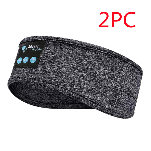 Wireless Bluetooth V5.0 sports headband in gray, designed for music and calls, ideal for sleep and workouts.