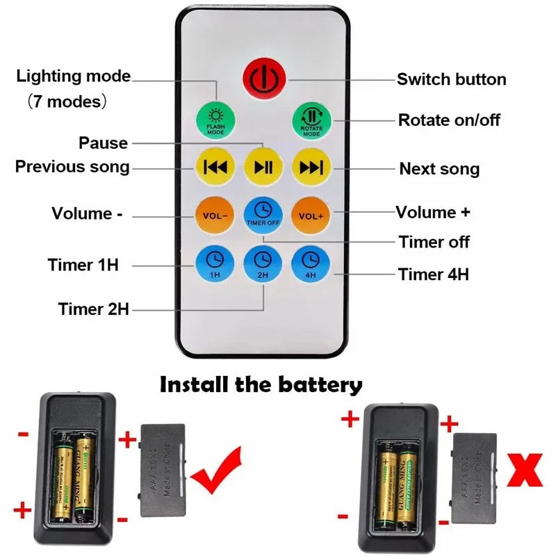 E2 Ocean Wave Projector NightLights LED Night Light Music Player Remote Control 7 Color Ceiling Mood Lamp with Bulit-in Speaker