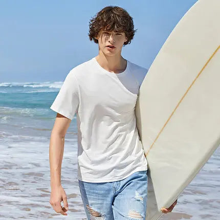 Semir Summer Cotton T Shirts Men 2025 Simple O Neck Stretch Solid New Tops Clothing Casual Tshirt Man Streetwear Cool Tee Shirts