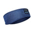 Wireless Bluetooth V5.0 sports headband in blue fabric with music and call control buttons.