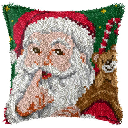 Snowman Elk Christmas Latch Hook Kits Smyrna Pillowcase Knot Pillow Package Latch Hook Kit Set For Needlework Embroidery Cushion