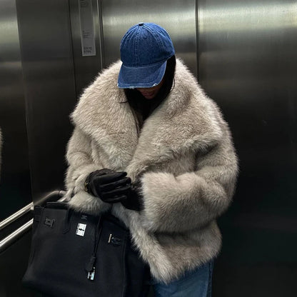 luxury fluffy fur coat for women