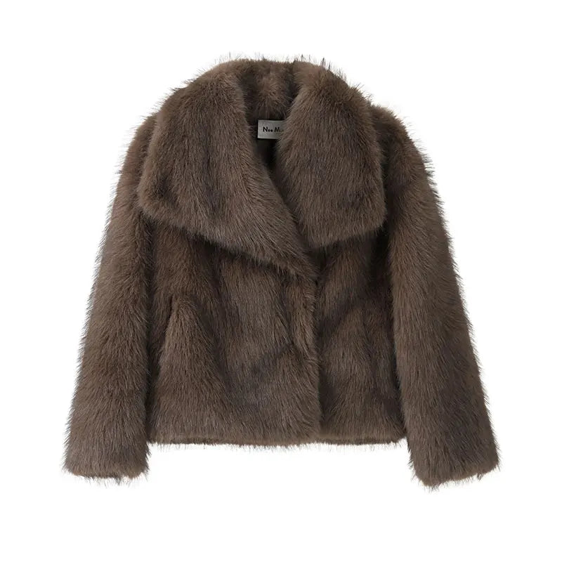 luxury fluffy fur coat for women
