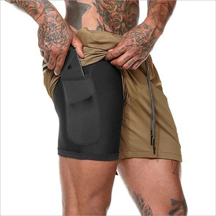 Mens 2 in 1 Fitness Running Shorts