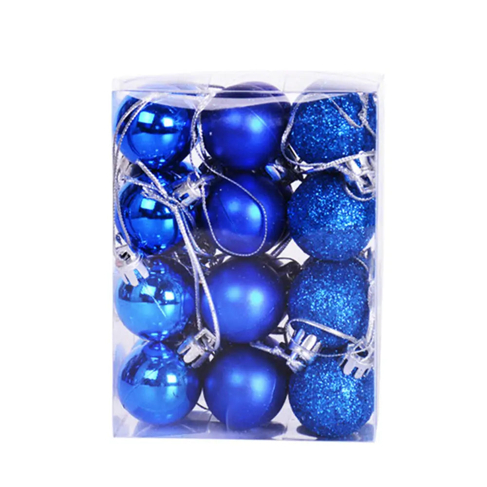 24pcs/Box 2cm Mini Christmas Ball Pendant Xmas Party Hanging Ball Ornament Shopping Mall Ceiling Christmas Tree Decorations