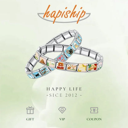 Hapiship 2024 Top Fashion Eye Moon Star Fish Spider Poker Queen Charm Italian Links Fit 9mm Bracelet Making DIY Jewelry DJ854