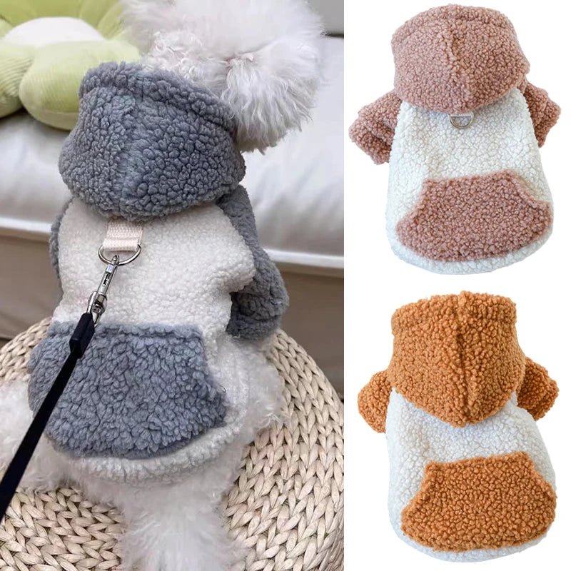 Berber Fleece Puppy Dog Hooded Sweater with Buckle Winter Warm Pet Clothes for Small Dogs Pomeranian Yorkie mascotas Sweatshirts - Kaiju Mafia
