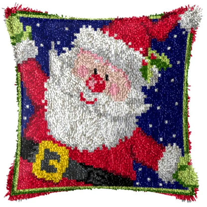 Snowman Elk Christmas Latch Hook Kits Smyrna Pillowcase Knot Pillow Package Latch Hook Kit Set For Needlework Embroidery Cushion