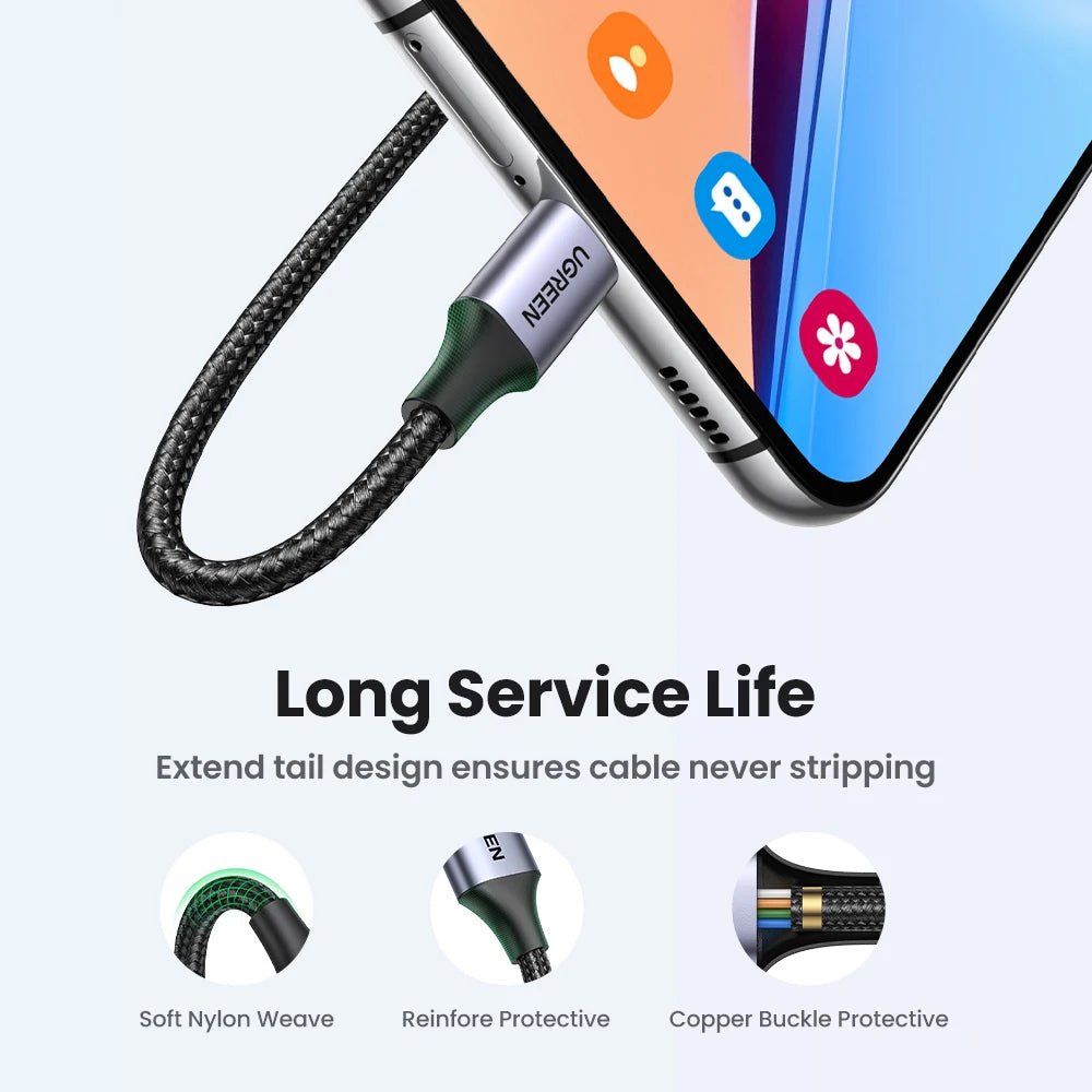 Fast Charging USB C Cable for Xiaomi Samsung iPhone iPad Poco - 18W UGREEN 3A Data Cable - Kaiju Mafia