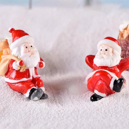 10pcs Xmas Miniature Snowman Figurines Miniature Christmas Figurines Miniature Decor Santa Claus Micro Landscape Snow Decor - Kaiju Mafia