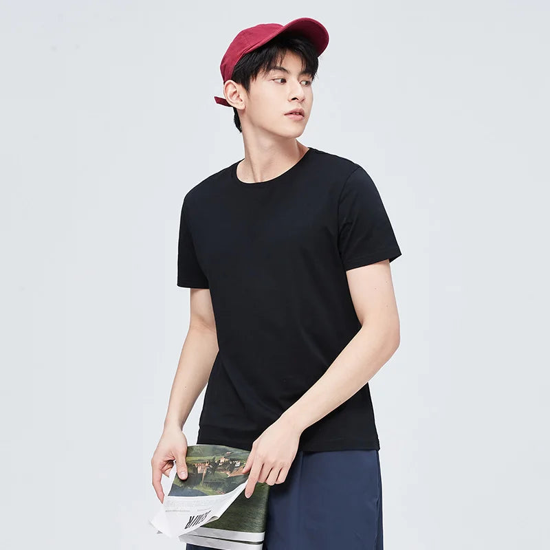 Semir Summer Cotton T Shirts Men 2025 Simple O Neck Stretch Solid New Tops Clothing Casual Tshirt Man Streetwear Cool Tee Shirts