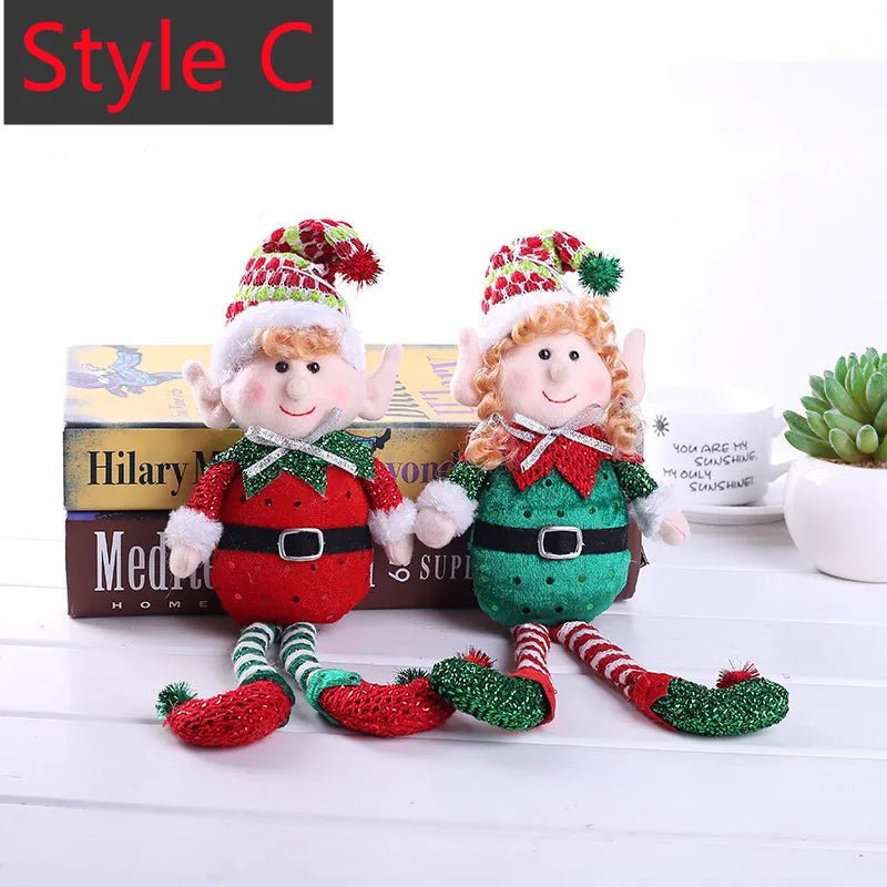 New 2/1Pc Red Green Christmas Decoration Plush Leg Elf Doll Ornaments Boys Girls Elves Toy Doll New Year Navidad Home Decoration - Kaiju Mafia