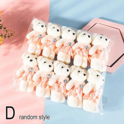 10pcs Bouquet Bear Ice Cream Diamond Bear Valentines Day Gift For Wedding Bouquet Cute Bear Beautiful Flower Gift Home Decor