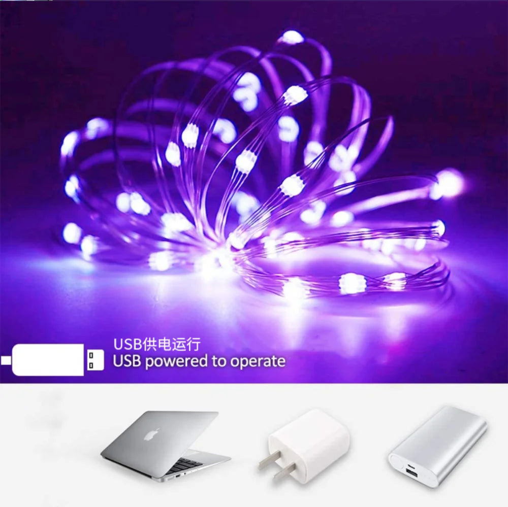 5/10/20M USB LED String Lights Copper Silver Wire Garland Light Waterproof Fairy Lights For Christmas Wedding Party Decoration