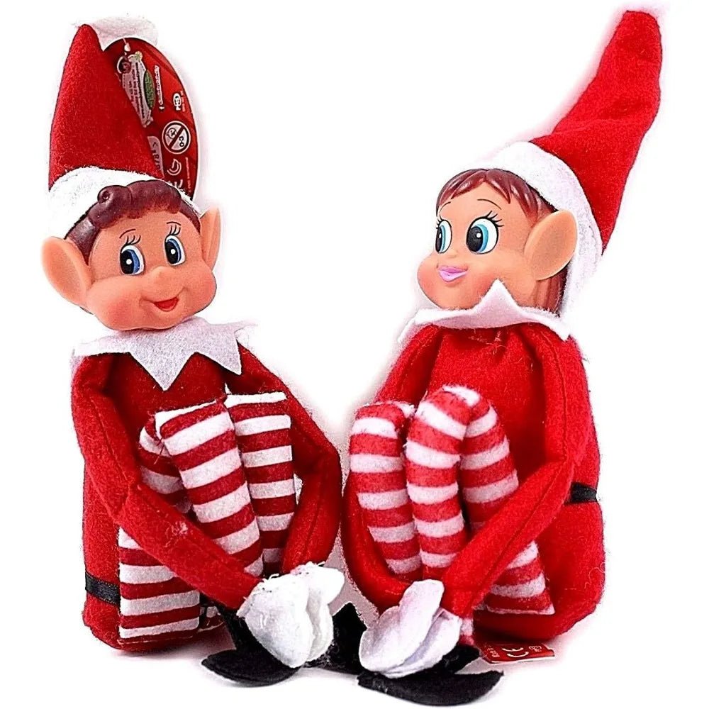 42cm Christmas Elf Doll for Kids Mini Toy Elf Dolls for Christmas Poseable Little Elf Shelf Sitters with Dangling Legs - Kaiju Mafia