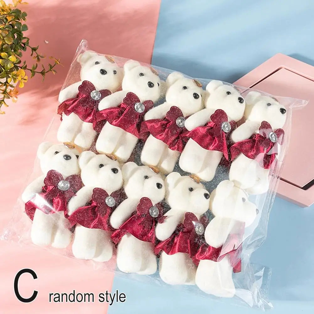 10pcs Bouquet Bear Ice Cream Diamond Bear Valentines Day Gift For Wedding Bouquet Cute Bear Beautiful Flower Gift Home Decor