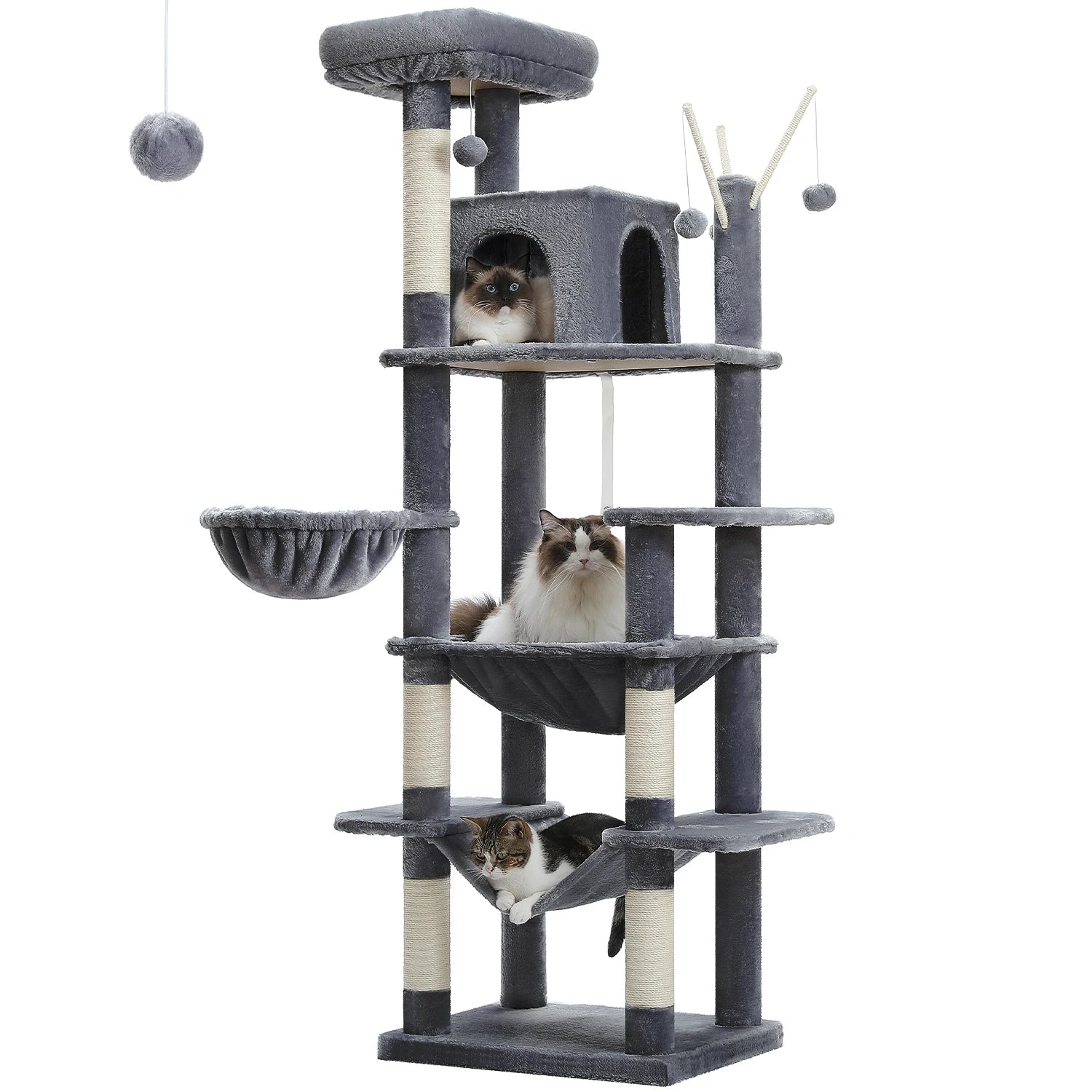 Ultimate Indoor Cat Tower - Multi-Level Plush Condo with Scratching Posts and Caves - Kaiju Mafia
