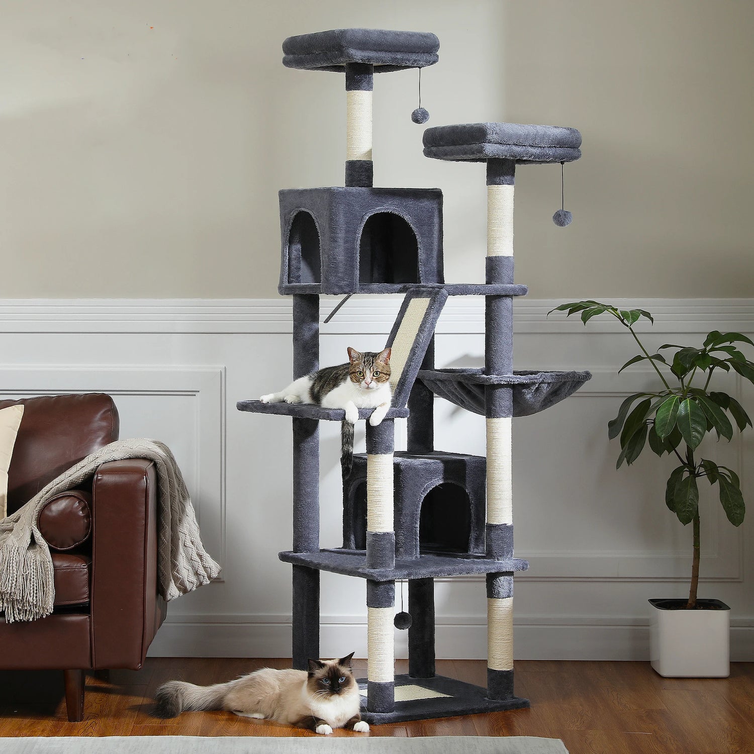 Ultimate Indoor Cat Tower - Multi-Level Plush Condo with Scratching Posts and Caves - Kaiju Mafia