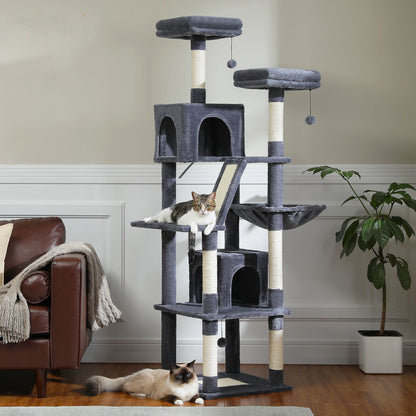 Ultimate Indoor Cat Tower - Multi-Level Plush Condo with Scratching Posts and Caves - Kaiju Mafia