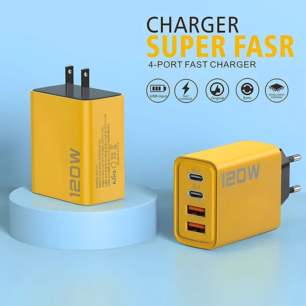 4 Port USB C PD Charger with Quick Charge 3.0 for Fast Charging iPhone, Samsung, Xiaomi, Huawei - Kaiju Mafia