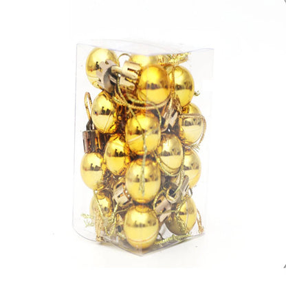 24pcs/Box 2cm Mini Christmas Ball Pendant Xmas Party Hanging Ball Ornament Shopping Mall Ceiling Christmas Tree Decorations