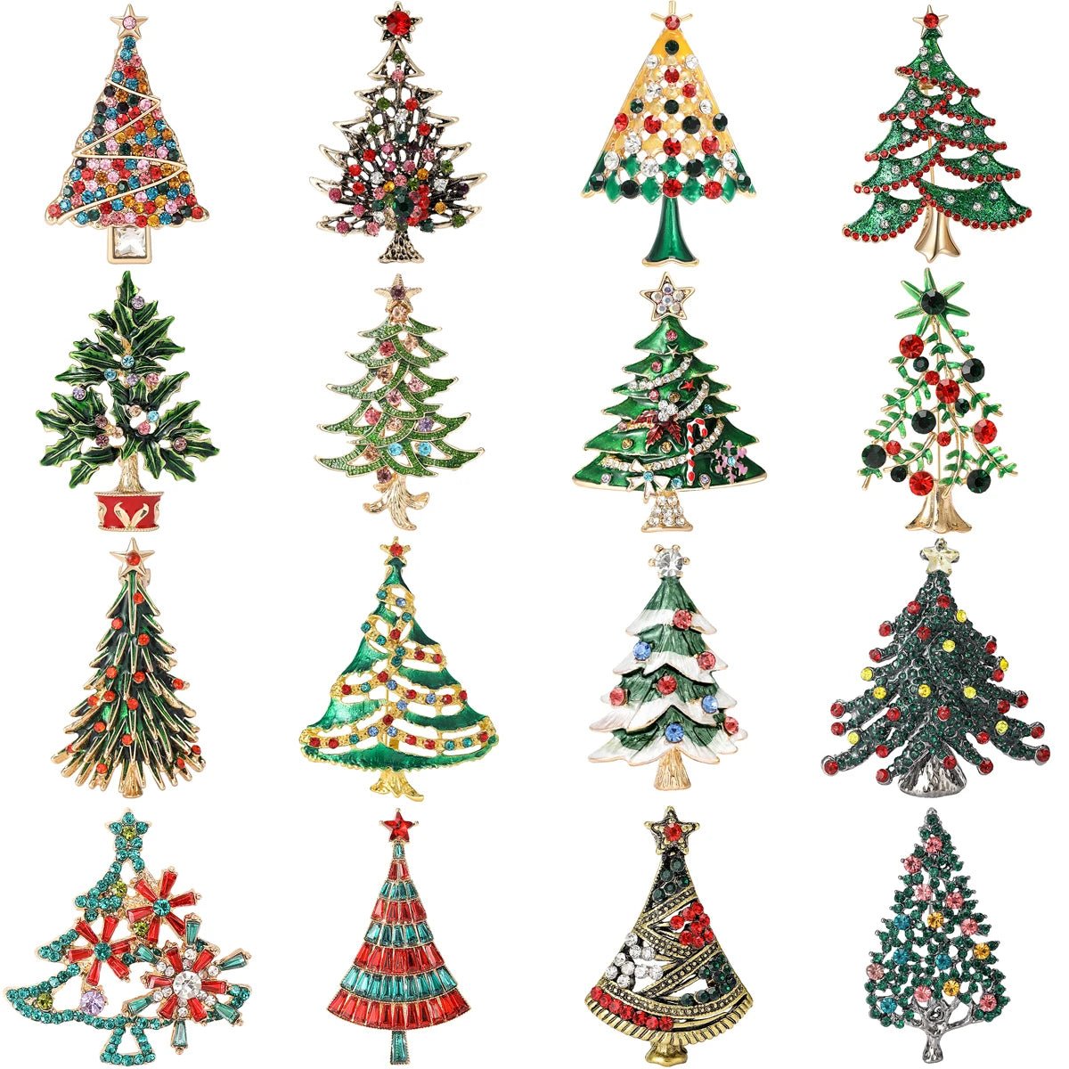StarryGem Wholesale Christmas Festival Rhinestone Star Christmas Tree Brooches Classic Corsage Pins Coat Shirt Accessories Gifts - Kaiju Mafia