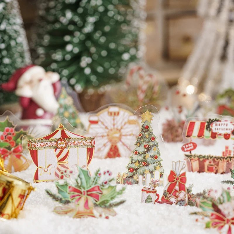 30pcs/pack Christmas Series Bronzing Craft Sticker DIY Vintage Festival Scrapbooking Material Label Diary Junk Journal Planner - Kaiju Mafia