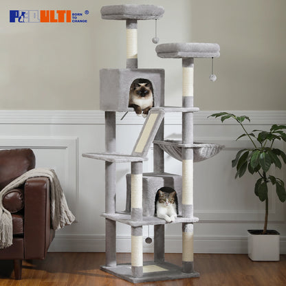 Ultimate Indoor Cat Tower - Multi-Level Plush Condo with Scratching Posts and Caves - Kaiju Mafia