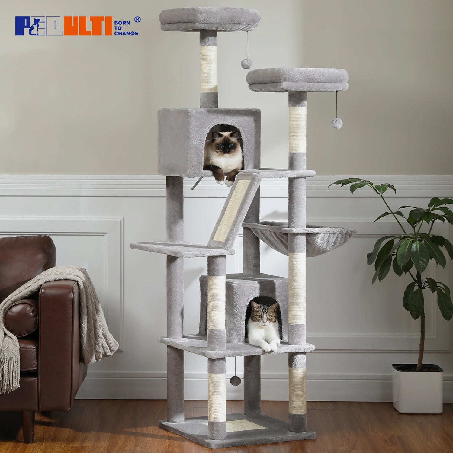 Ultimate Indoor Cat Tower - Multi-Level Plush Condo with Scratching Posts and Caves - Kaiju Mafia