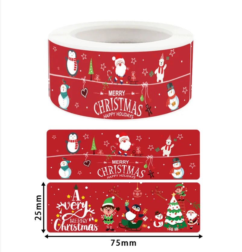 120Pcs/roll Merry Christmas Stickers Happy New Year Gift Sealing Stickers Holiday Candy Bag Box Decoration Stationery Stickers - Kaiju Mafia