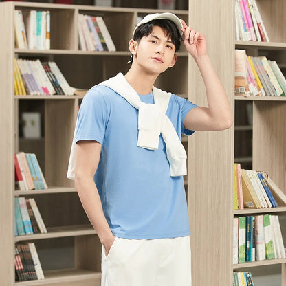 Semir Summer Cotton T Shirts Men 2025 Simple O Neck Stretch Solid New Tops Clothing Casual Tshirt Man Streetwear Cool Tee Shirts