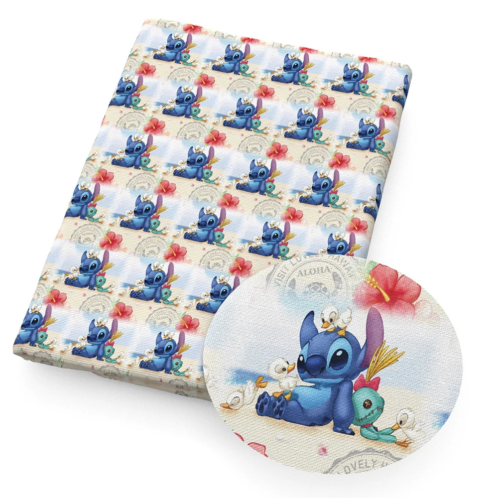Disney Lilo And Stitch 50*145cm Polyester Cotton Fabric Sewing Quilting Fabric Needlework Material DIY Handmade