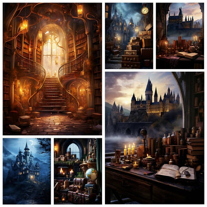 Magic Academy Vertical Section Backdrop Custom Hogwarts Theme Party Birthday Photography Poster Studio Decoration Background - Kaiju Mafia