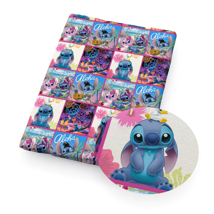 Disney Lilo and Stitch 50*145cm Polyester Cotton Fabric Sewing Quilting Fabric Needlework Material DIY Handmade