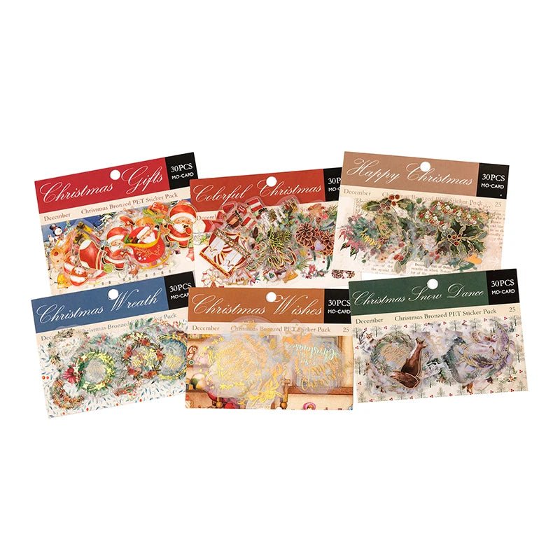 30pcs/pack Christmas Series Bronzing Craft Sticker DIY Vintage Festival Scrapbooking Material Label Diary Junk Journal Planner - Kaiju Mafia